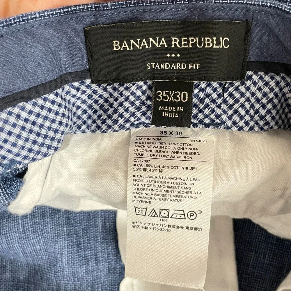 Banana Republic Blue Linen Blend‎ Pants Trousers Mens 35x30 Coastal Minimalist